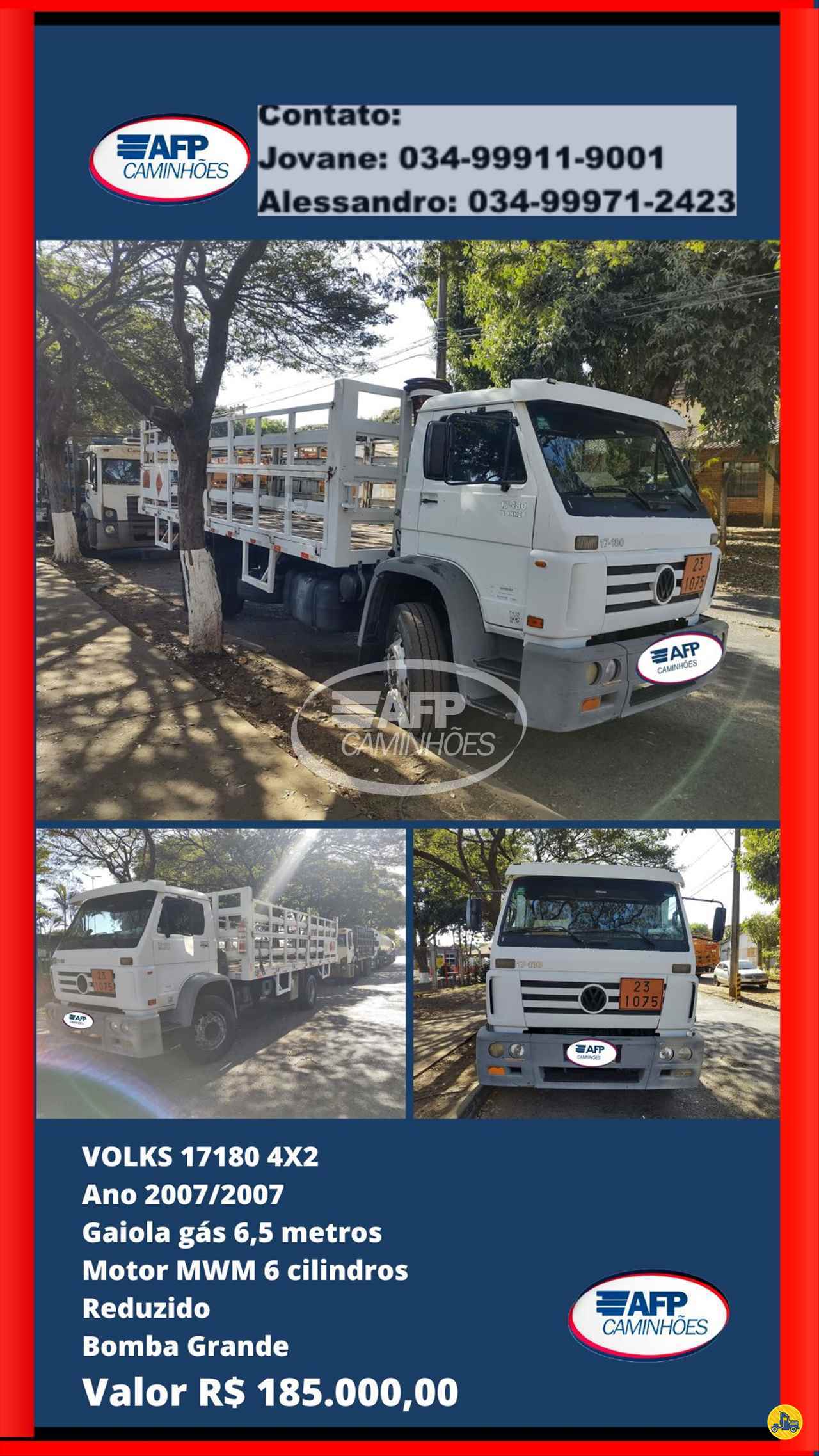 CAMINHAO VOLKSWAGEN VW 17180 Gaiola de Gás Toco 4x2 AFP Caminhões UBERLANDIA MINAS GERAIS MG